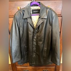 Whet Blu Men’s Black Leather Coat  size XL